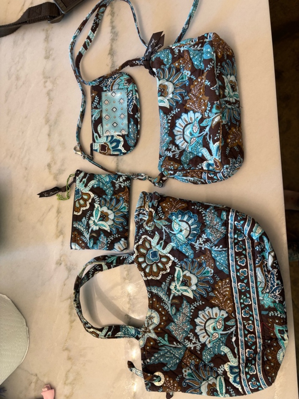Vera Bradley Retired Print Java Blue Y2K 8pc Rolling Paisley Luggage Set - Picture 6 of 16